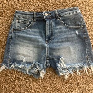 Risen Casual Blue Frayed Hem Jean Shorts